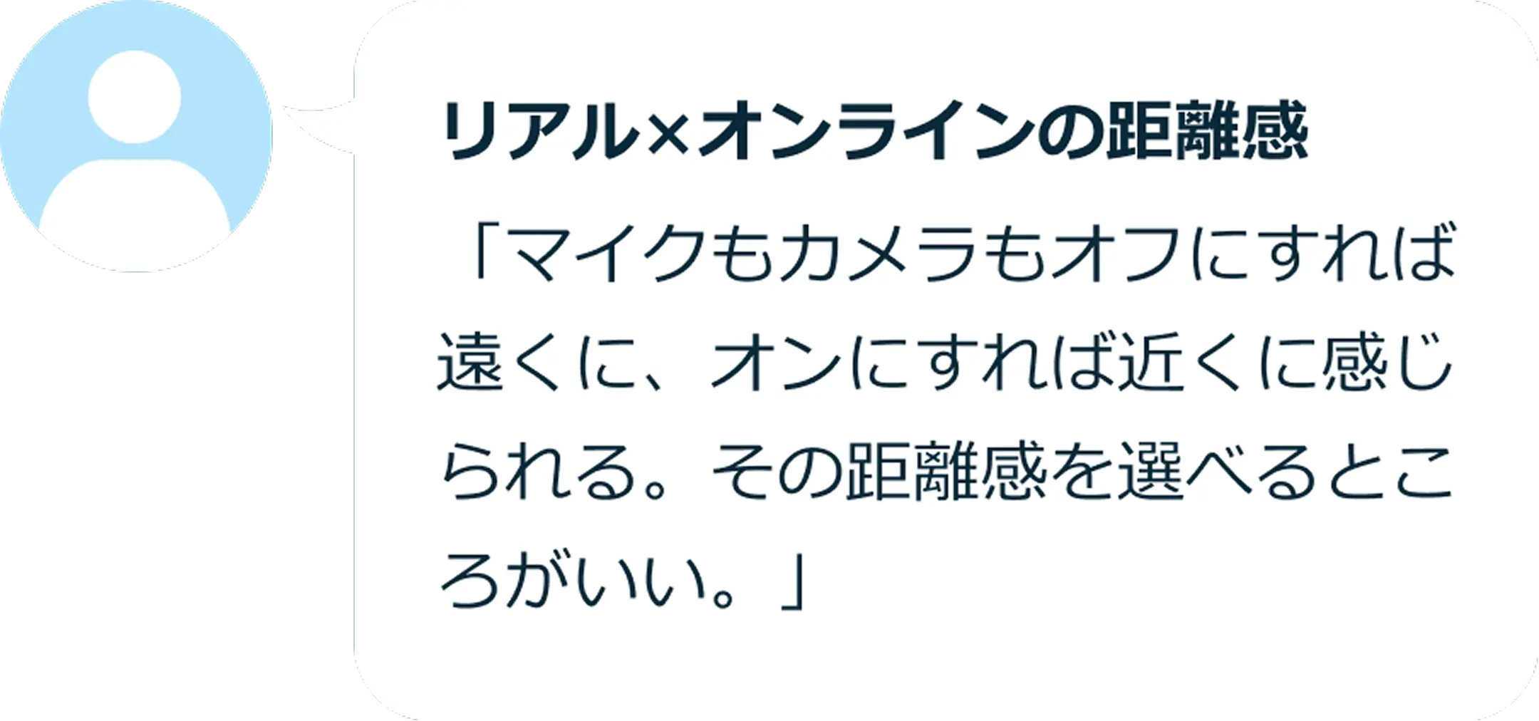 リアル×オンラインの距離感 「マイクもカメラもオフにすれば遠くに、オンにすれば近くに感じられる。その距離感を選べるところがいい。」